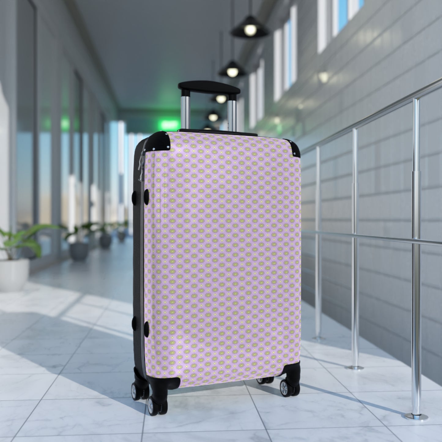 Magenta Star-crossed Bodies Medium Suitcase with built in lock, 4 double-wheels, telescopic handle, and ABS back hard-shell
