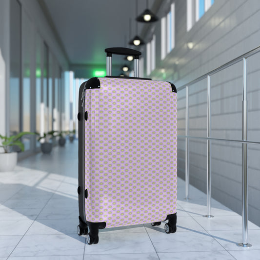 Magenta Star-crossed Bodies Medium Suitcase with built in lock, 4 double-wheels, telescopic handle, and ABS back hard-shell