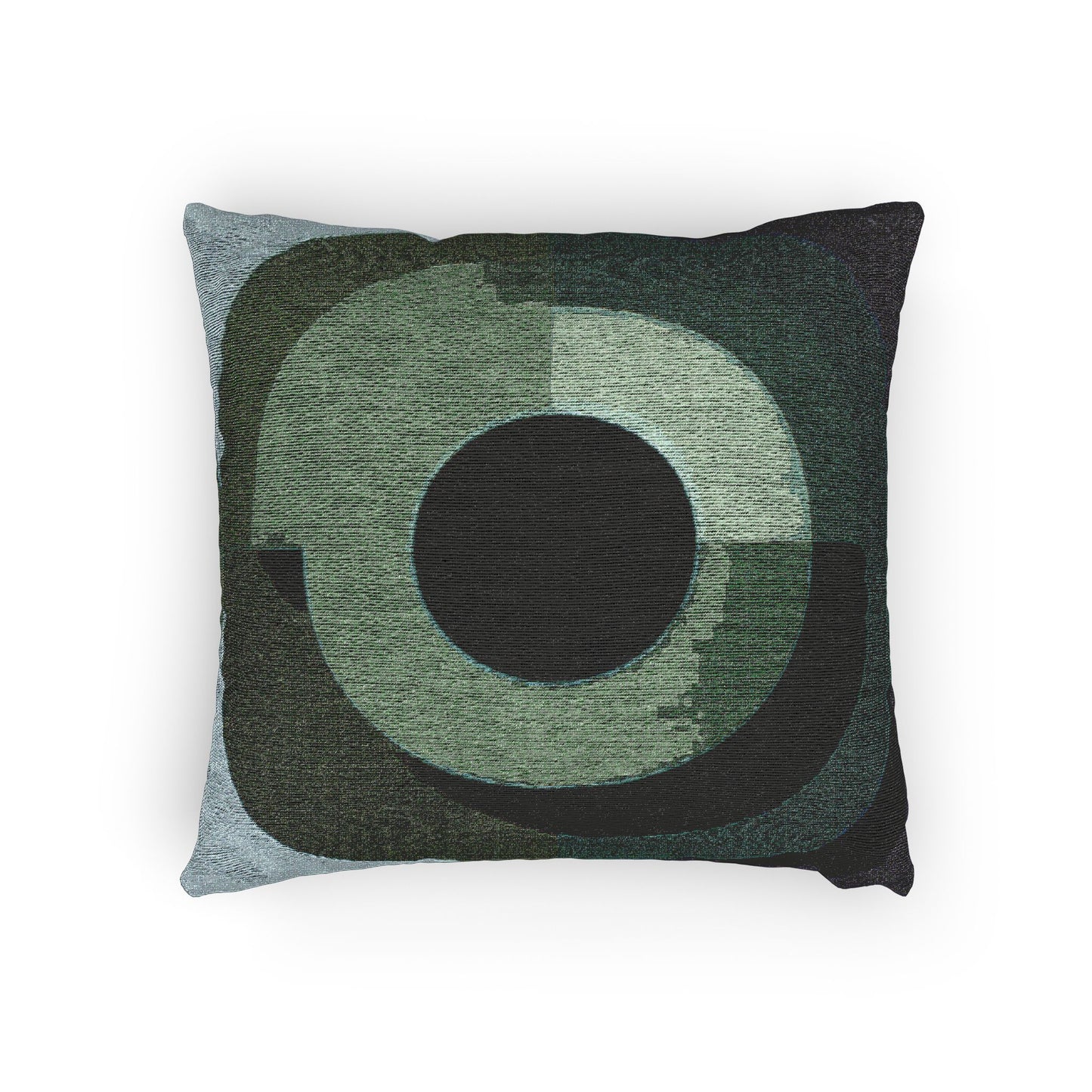 Green Eyepiece Woven Pillow, 17" x 18"