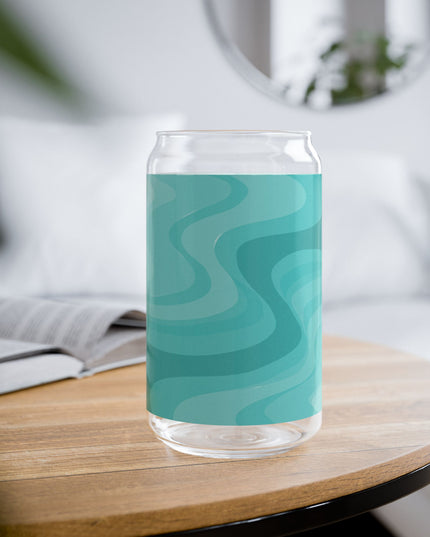 Tif Green Wavey Sipper Glass, 16oz
