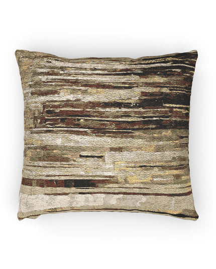 Striped Light Brown Woven Pillow, 17" x 18"