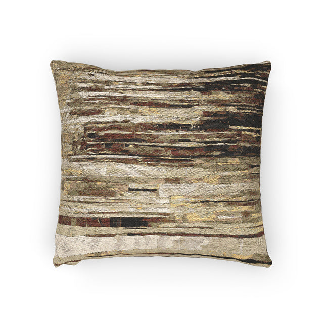 Striped Light Brown Woven Pillow, 17" x 18"