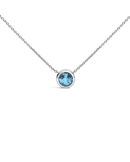 .925 Sterling Silver 7MM Bezel Set Created Purple Amethyst Pendant Necklace - 18" Inches