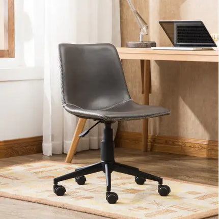 Faux Leather Swivel Office Chair, Antique Brown