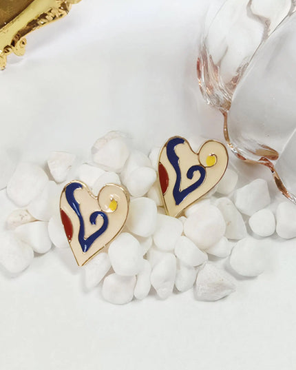 CB Heart Stud Earrings