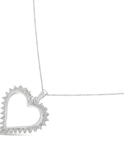 .925 Sterling Silver 1/4 cttw 3-Prong Diamond Open Heart 18" Pendant Necklace (I-J Color, I3 Clarity)