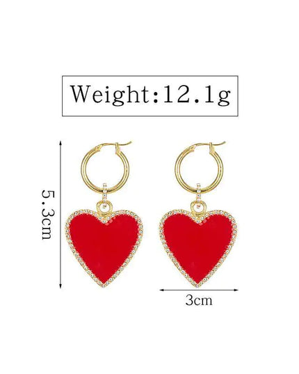 Red Heart Drop Earrings