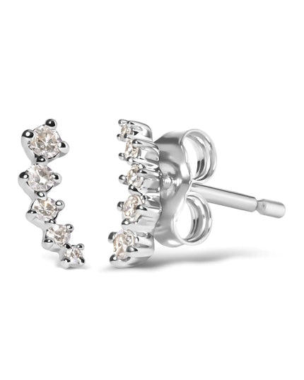 10K White Gold 1/10 Cttw Diamond Journey Style Climber Stud Earrings (H-I Color, I1-I2 Clarity)