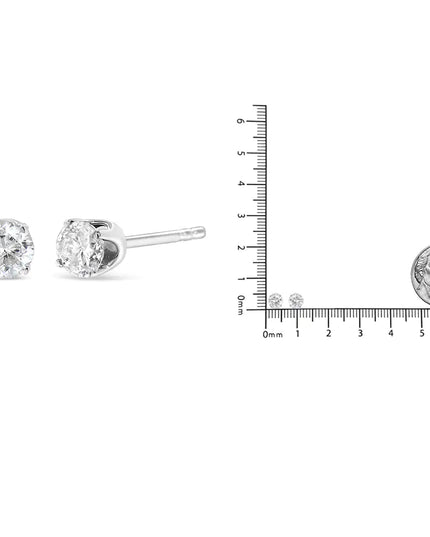 .925 Sterling Silver 4-Prong Round-cut "Salt and Pepper" Diamond Classic Stud Earrings (I-J Color, I3 Clarity)