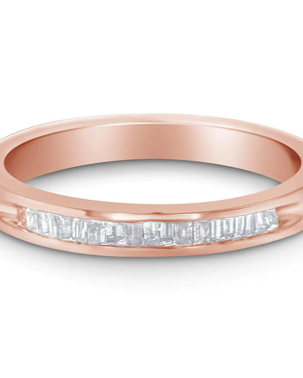 10K Rose Gold over .925 Sterling Silver 1/5 Cttw Diamond Channel-Set Stackable Band Ring (H-I Color, I1-I2 Clarity)