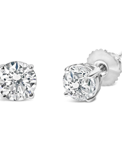 14K Gold 1.0 Carat Round Brilliant Cut Lab Grown Diamond 4-Prong Classic Solitaire Stud Earrings