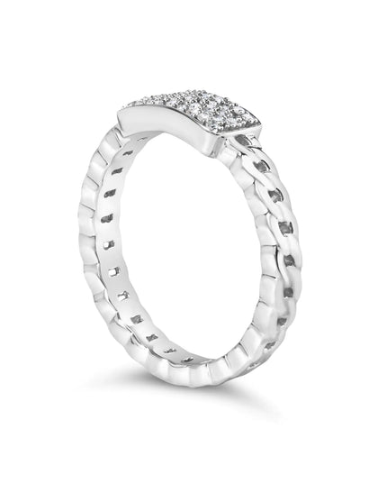 .925 Sterling Silver 1/5 Cttw Diamond ID and Cuban Link Band Ring (I-J Color, I2-I3 Clarity)
