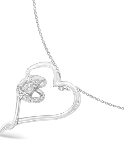 .925 Sterling Silver 1/10 cttw Diamond Heart Pendant Necklace (H-I, I1-I2)