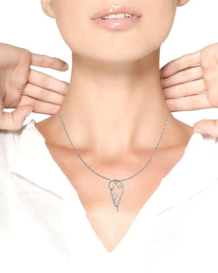 10K Yellow Gold over .925 Sterling Silver 1/4 Cttw Diamond Angel Wing 18" Pendant Necklace (H-I Color, I1-I2 Clarity)