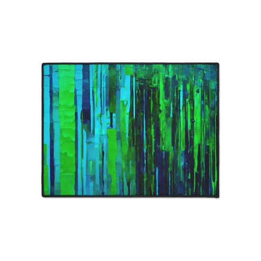 Striped Blue Green 18" x 24" Heavy Duty Floor Mat