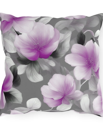 Purple Blossom Floral Bunch Outdoor Pillow, 16" x 16"