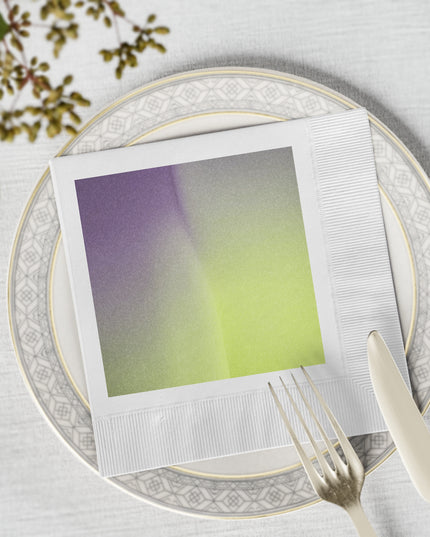 Purple Golden Fade White Coined Napkins, 6.5" x 6.5"