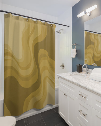 Brown Wavey Shower Curtains, 71" x 74"
