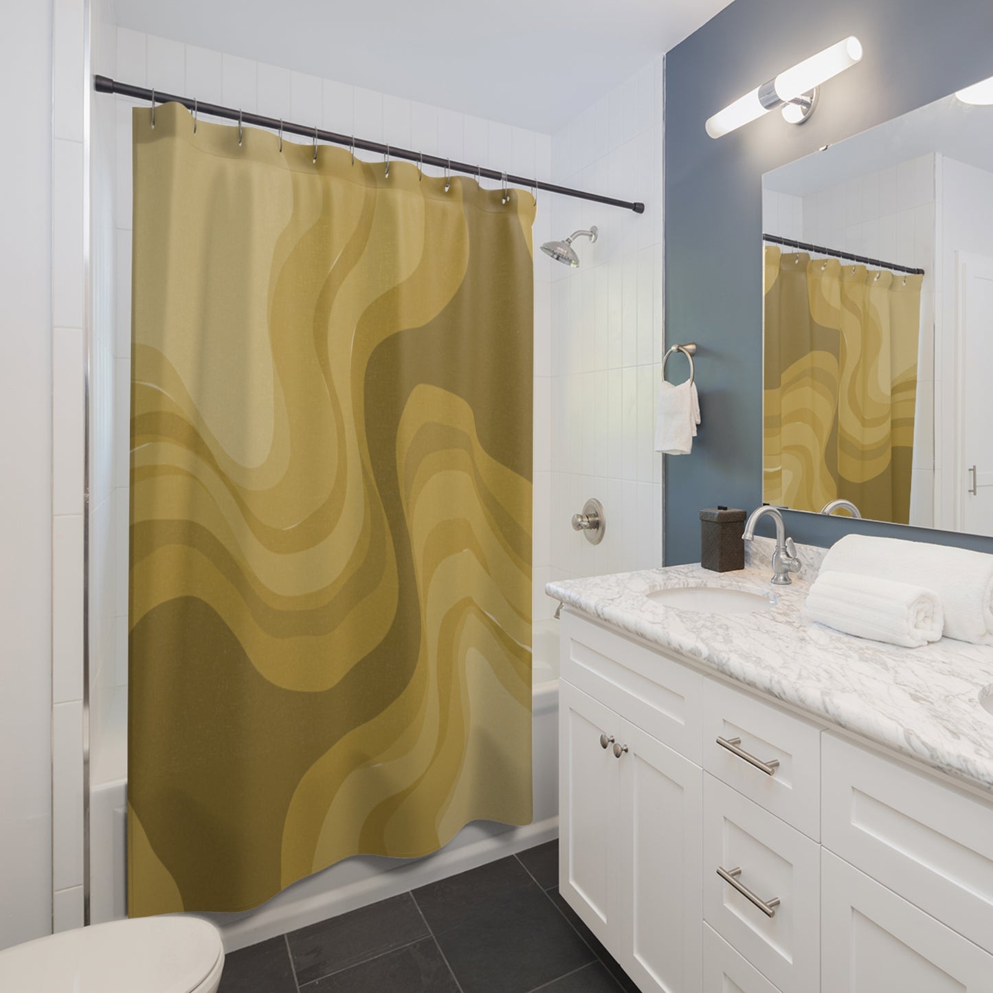 Brown Wavey Shower Curtains, 71" x 74"