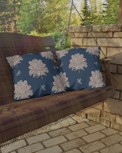 Rose White Floral Butterflies 20" x 20" Outdoor Pillow