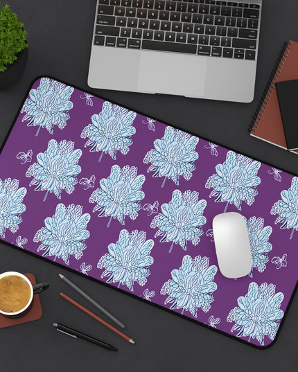 Blue Floral Butterflies 12" x 22" Desk Mat