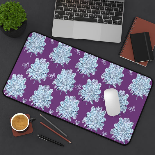 Blue Floral Butterflies 12" x 22" Desk Mat
