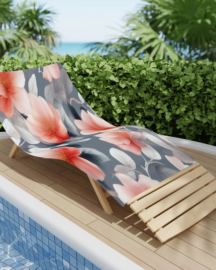 Red Blossom Floral Bunch Beach Towel, 30" x 60"