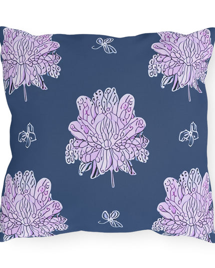 Purple White Floral Butterflies 16" x 16" Outdoor Pillow