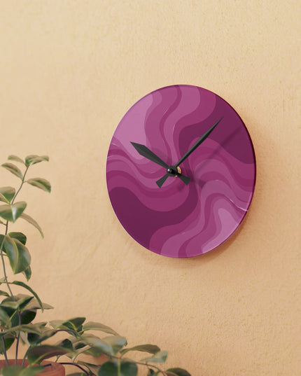 Pinky Mauve Wavey 8" x 8" Round Acrylic Wall Clock