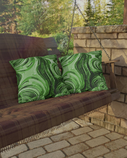 Uzi Spiral Mint Pastel Outdoor Pillow, 18" x 18"