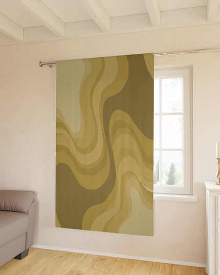 Brown Wavey Window Curtain, 50" x  84", blackout