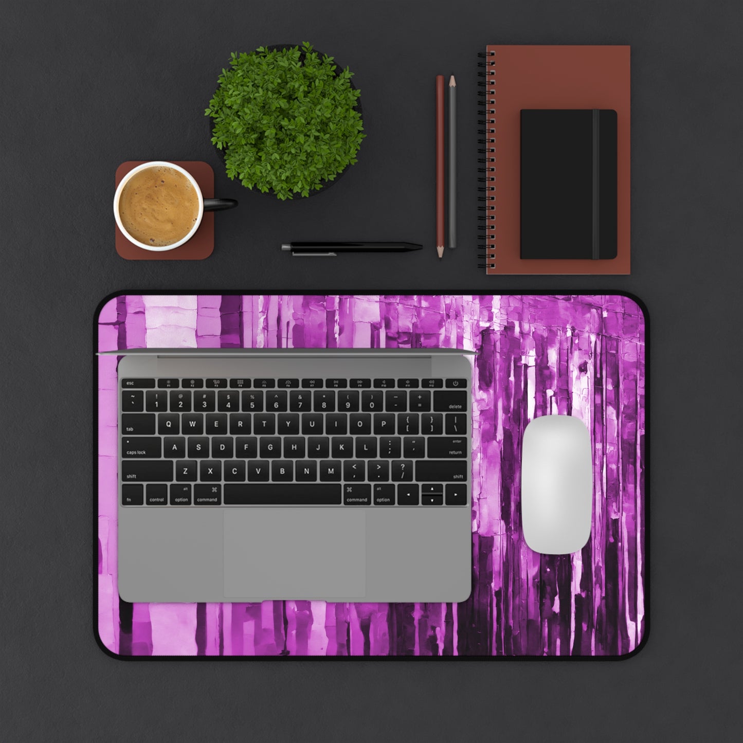 Striped Powder Lavender 12" x 18" Desk Mat