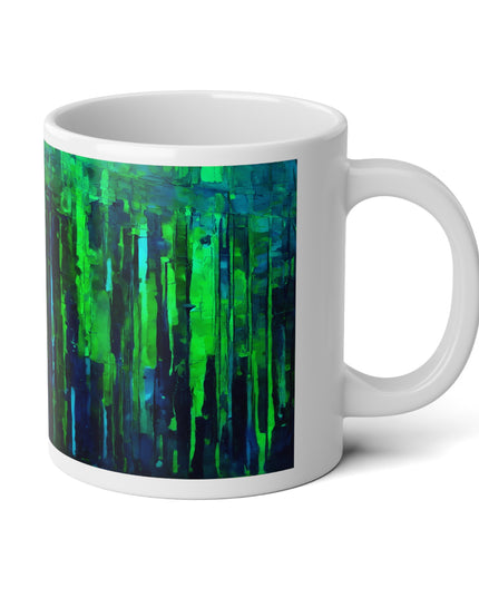 Striped Blue Green 20 oz White Glossy Jumbo Mug