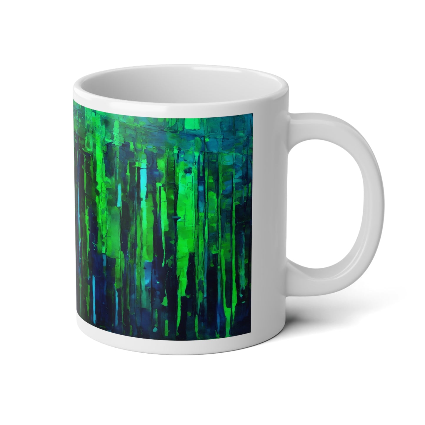 Striped Blue Green 20 oz White Glossy Jumbo Mug