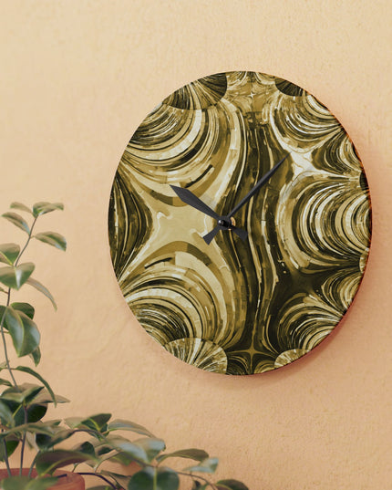 Uzi Spiral Light Brown Acrylic Wall Clock, Round or Square, 10.75" x 10.75"