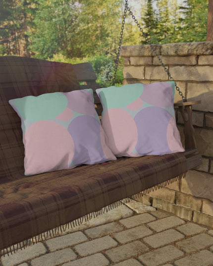 Pastel Peach and Soft Green Patches 20" x 20" Outdoor Pillows