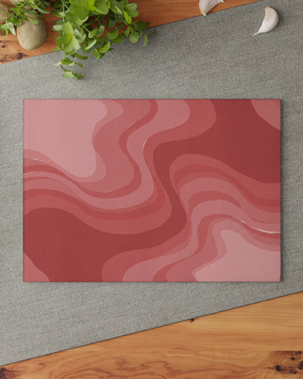 Power Red Wavey 8" x 11" Glass Cutting Board