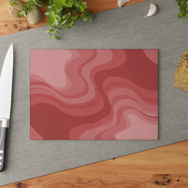 Power Red Wavey 8" x 11" Glass Cutting Board