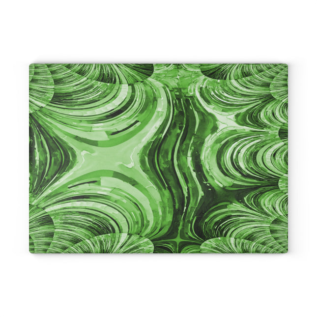 Uzi Spiral Mint Pastel 11" x 15" Glass Cutting Board