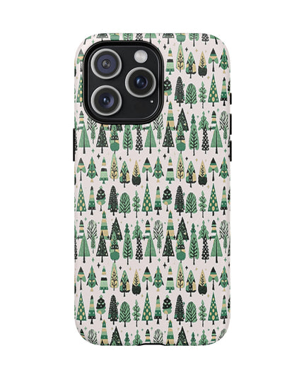 Mini Vintage Green Trees Iphone 15 Pro Max Tough Magnetic Cases