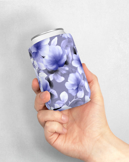 Indigo Blossom Floral Bunch 12 oz Can Cooler Sleeve