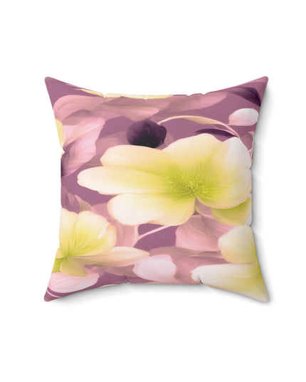 Lemon Blossom Floral Bunch Faux Suede Square Pillow, 16" x 16"