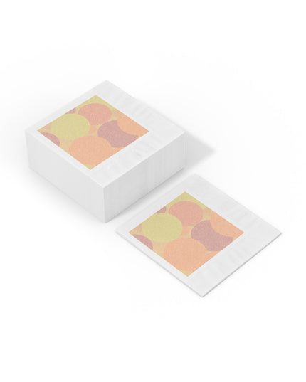 Pastel Hot Peach Patches White Coined Napkins, 6.5" x 6.5"
