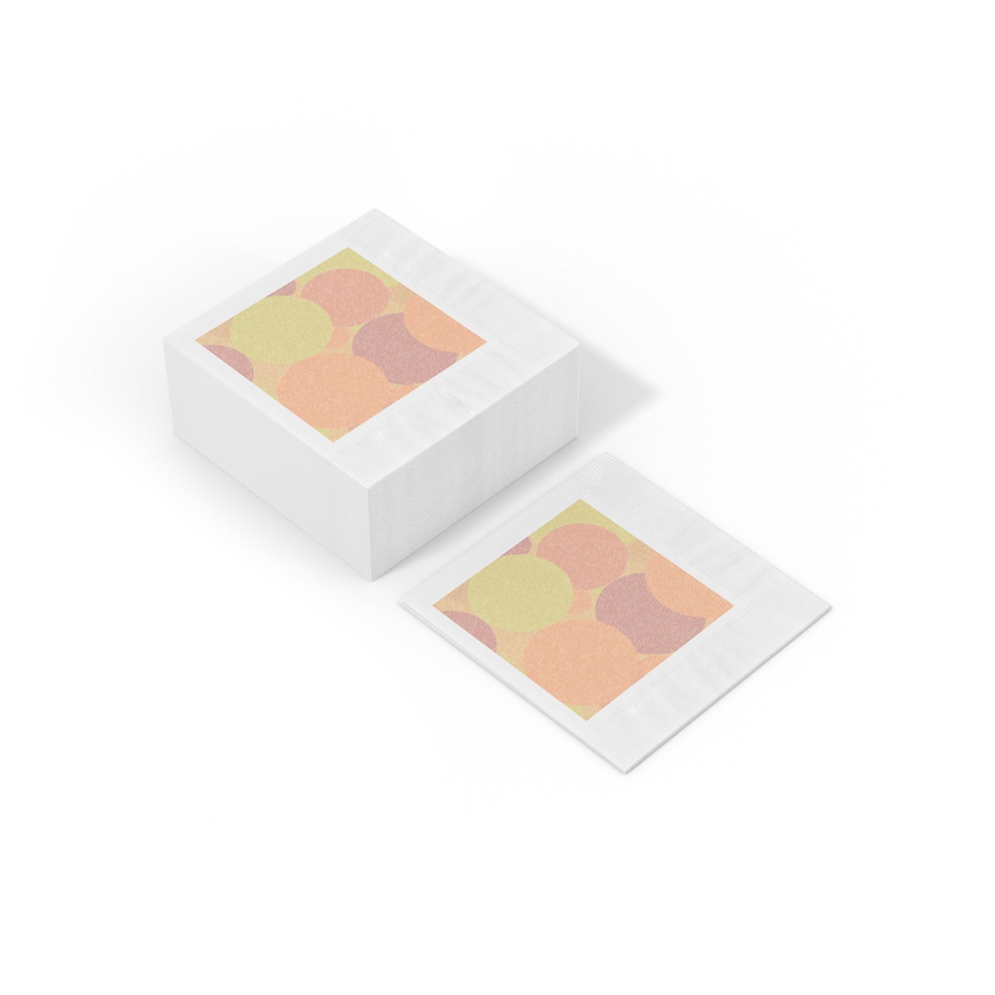 Pastel Hot Peach Patches White Coined Napkins, 6.5" x 6.5"