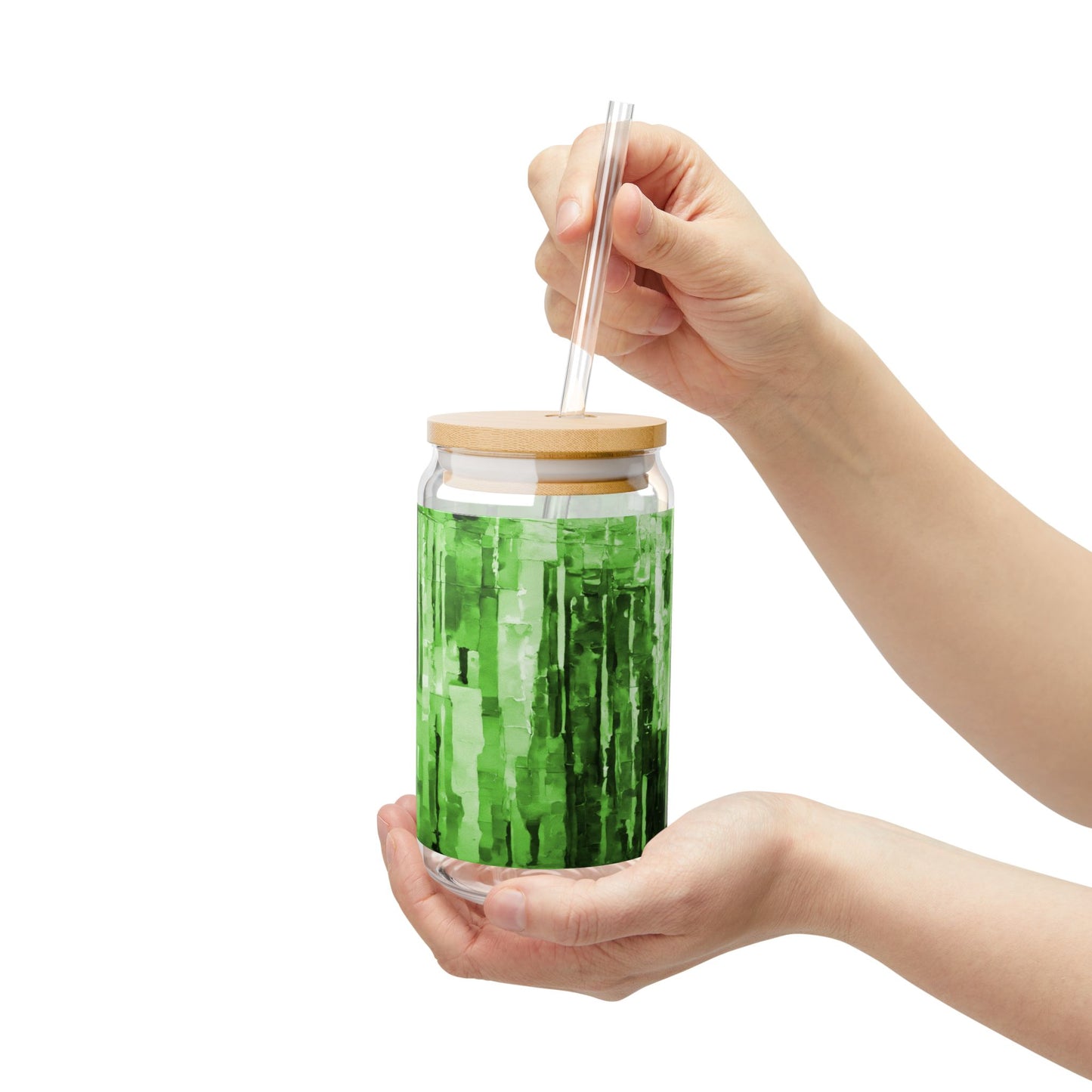 Striped Mint Pastels Sipper Glass, 16oz
