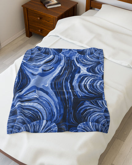 Uzi Spiral Deep Blue Velveteen Plush Blanket, 30" x 40"