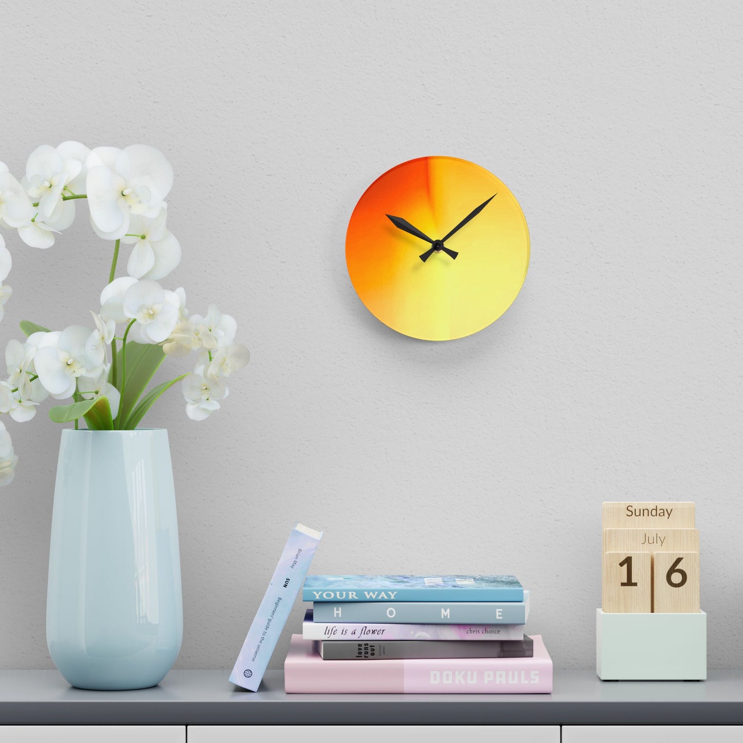 Phoenix Fade Acrylic Round Wall Clock, 8" x 8"