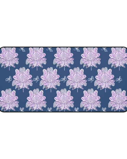 Purple White Floral Butterflies 16" x 32" Desk Mat