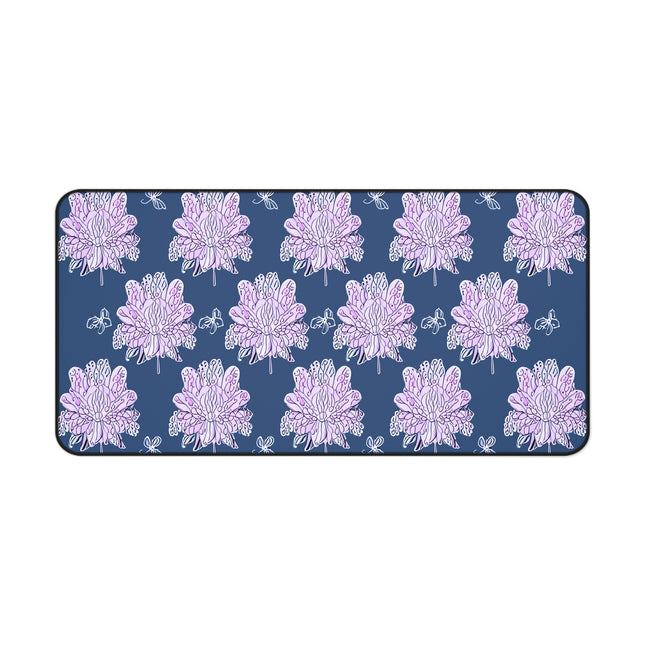 Purple White Floral Butterflies 16" x 32" Desk Mat
