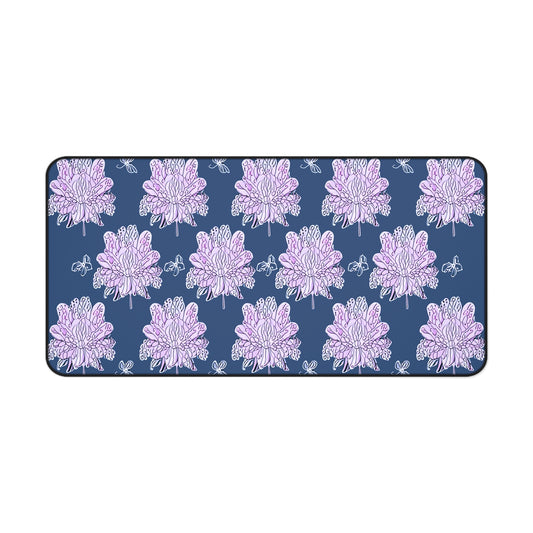 Purple White Floral Butterflies 16" x 32" Desk Mat